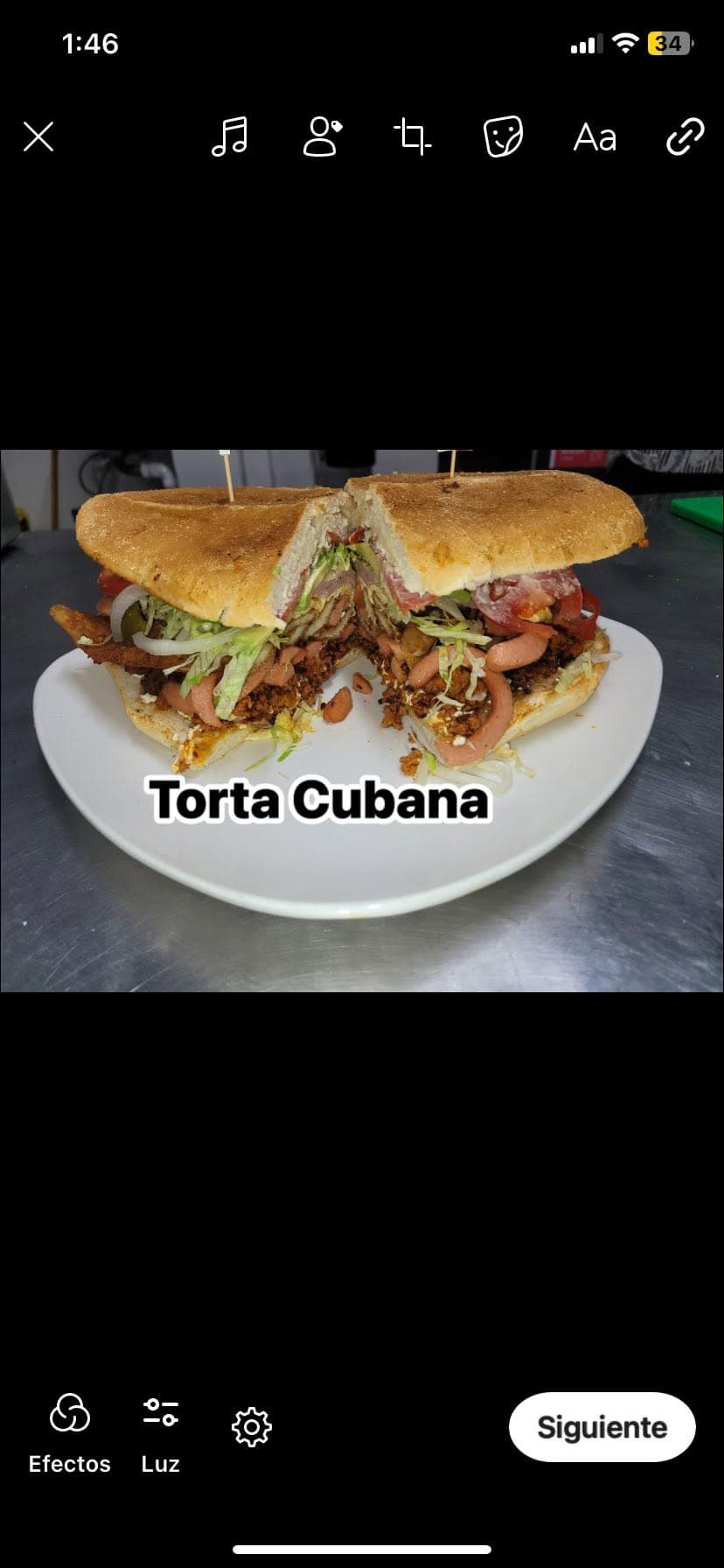 Torta cubana servida en Las Delicias de Jaimito